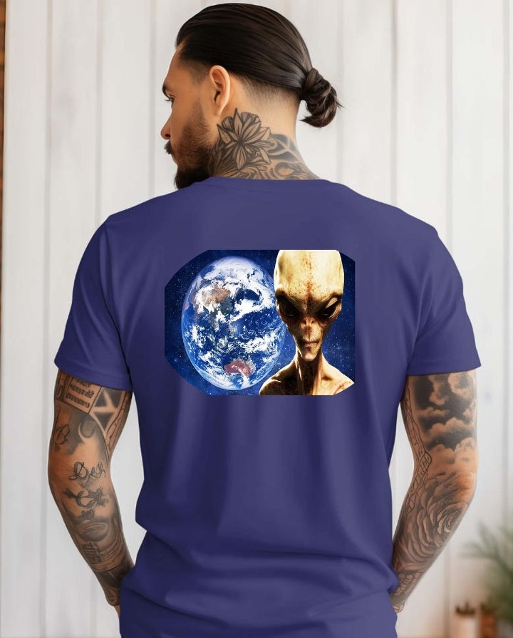 Alien In Front Of Earth T-Shirt