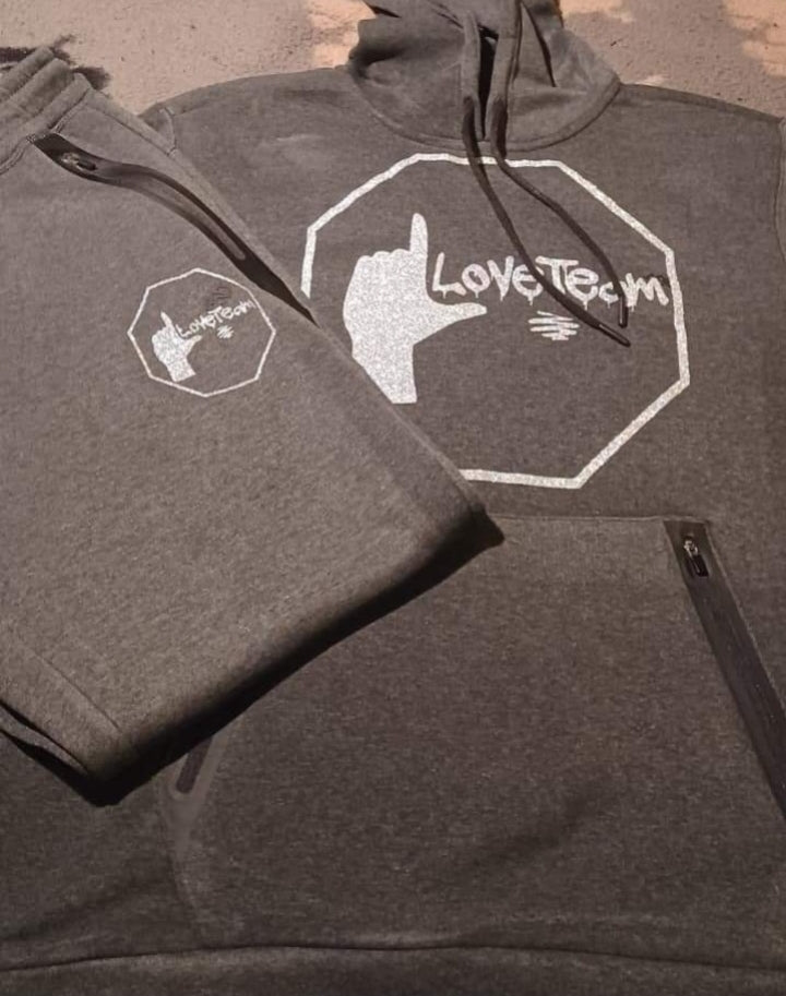 Gray Love Team Sweatsuit with Silver Love Team Logo